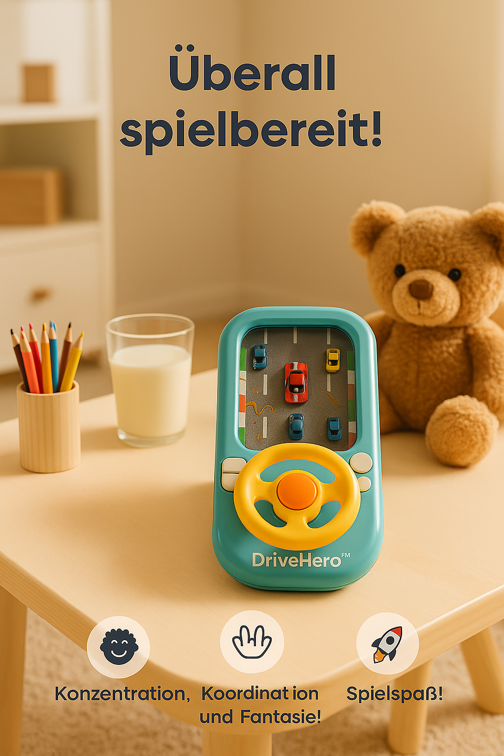 DriveHero™ – das interaktive Lernlenkrad für Kinder 🚗